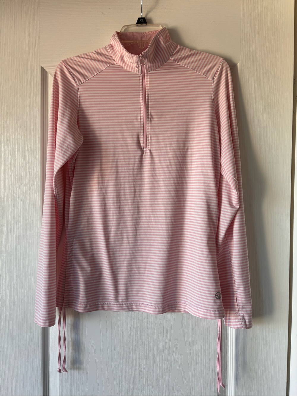 Straight Down performance Golf long sleeve pink white stripe women’s medium